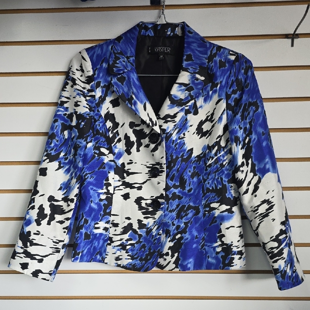 Kasper Women's Abstract Blue & Black Blazer